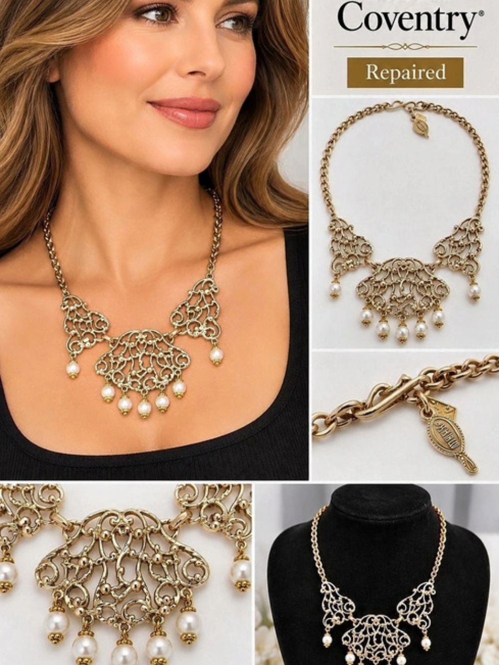 Sarah Coventry Statement Pendant Necklace in Gold
